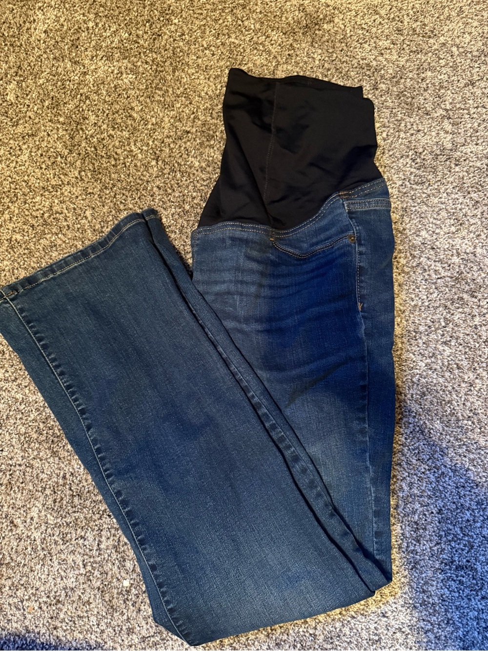 Isabel Maternity by Ingrid & Isabel Dark Blue Jeans with Black Panel - Boot Cut